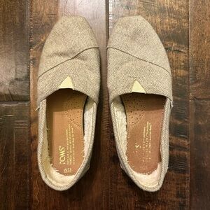 Toms Beige Herringbone Flats